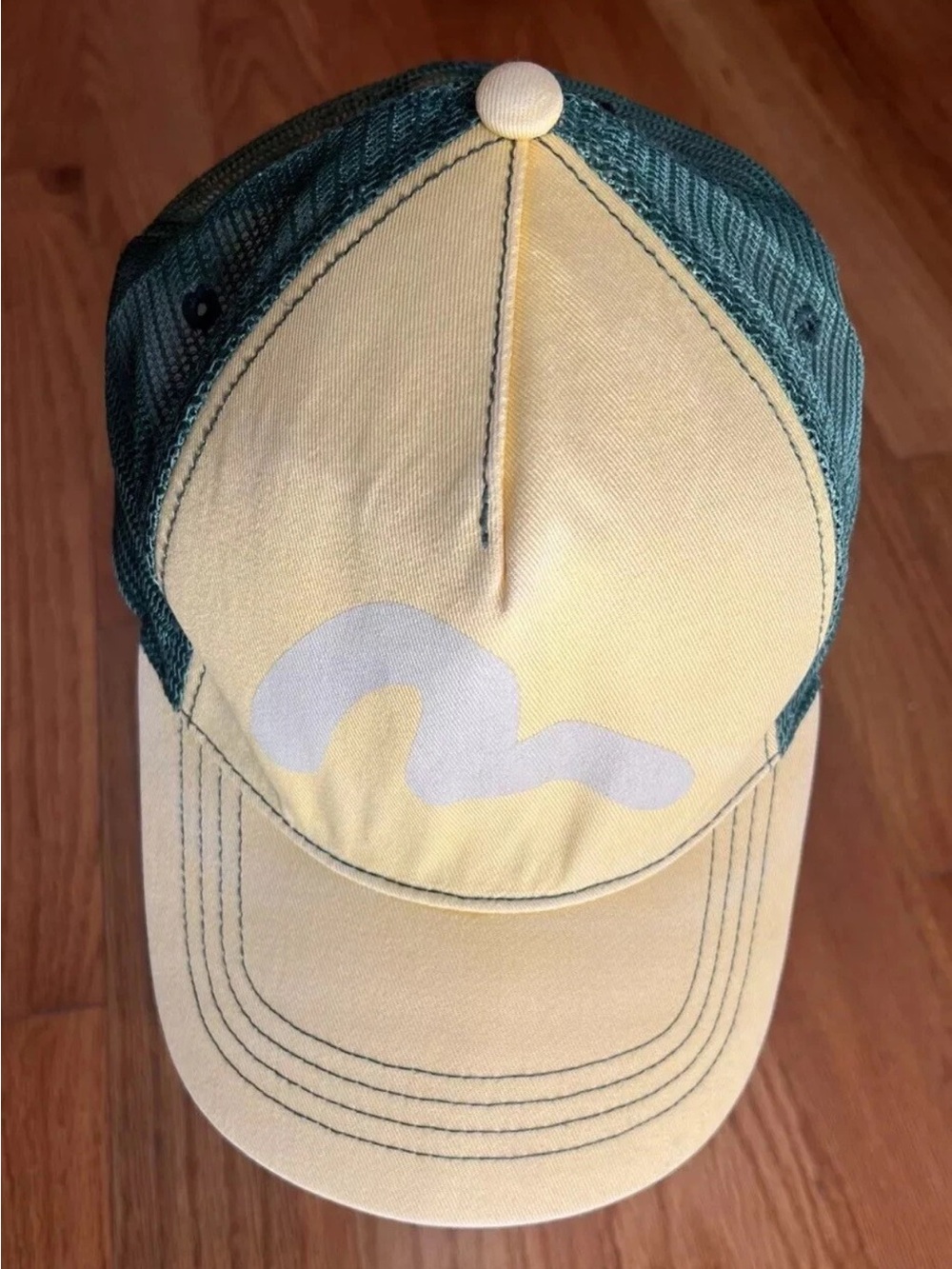 Evisu Yellow & Teal Logo Trucker Hat